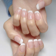 French Artificial Nails Light Pink False Fingernails Short Medium Fake Nail Tips Full Cover Acrylic Nails with Nail Files
