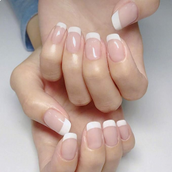 French Artificial Nails Light Pink False Fingernails Short Medium Fake Nail Tips Full Cover Acrylic Nails with Nail Files